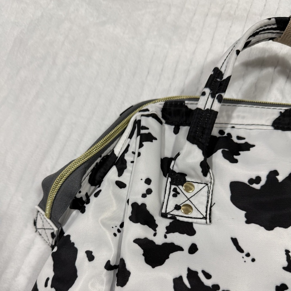 Cow Print Diaper Bag Backpack Black White Baby Bag Travel Backpack Multi Pocket - Picture 3 of 13